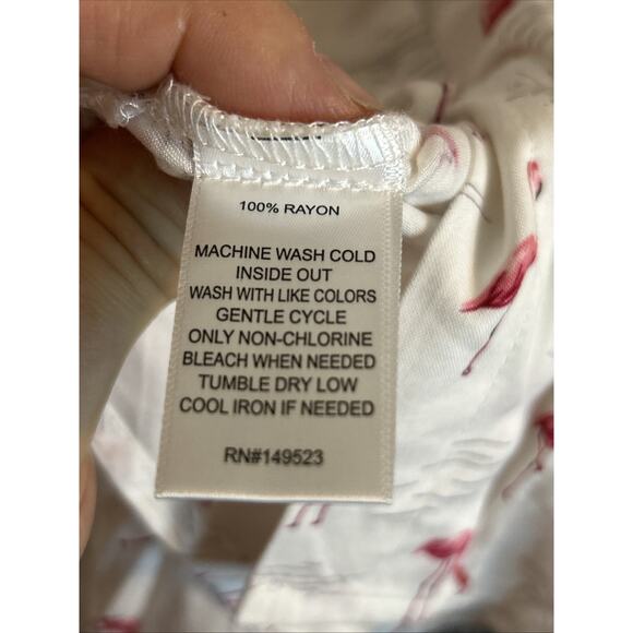 Alex & Jordan Womens Button Up Blouse Size XL Flamingo Sun Novelty Print Rayon - Picture 6 of 8